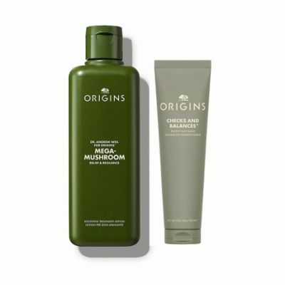 【组合商品】Origins悦木之源灵芝焕能强韧精华水200ml+均衡泡沫新洁面慕斯150ml