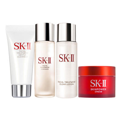 日本SK-II 护肤中样4件套装（神仙水30ml+清莹露30ml+大红瓶面霜15g+洗面奶20g）[95ml ]