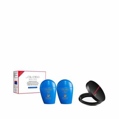 【组合商品】资生堂新艳阳夏臻效水动力防护乳液组合（50ml*2）+SHISEIDO随肌应变定制雾感粉饼粉盒
