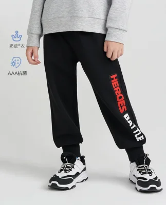 爱慕儿童奶皮英雄卫裤中性裤子AK382D331[170 黑色字母局印]