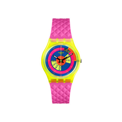 斯沃琪 SWATCH NEON系列 霓虹炫粉石英腕表原创系列