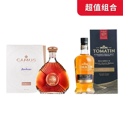 【超值组合】卡慕布特妮XO家族珍藏干邑40%VOL 1L+托马丁风华年代 2单一麦芽威士忌