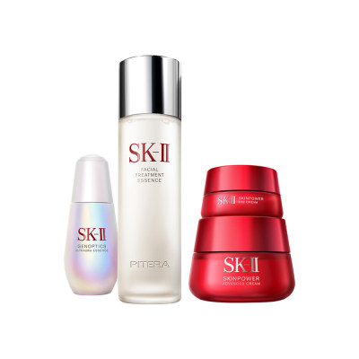 SK-II 全明星水润护肤四件组合 神仙水230ml+小灯泡50ml+滋润大红瓶80g+眼霜15g