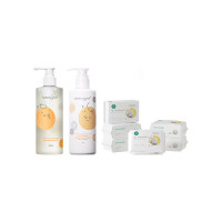 初葆 全棉时代 儿童洗发露(柚香)200ml+儿童柔顺护发乳(柚香)190g+高端婴儿超柔棉柔巾6*80片/包