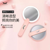 天使梳 可旋转手持LED化妆镜子