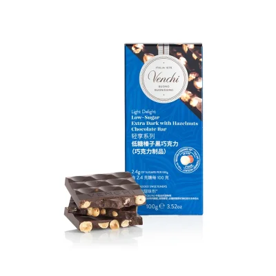 闻绮轻享系列低糖黑巧克力榛子坚果排块 （巧克力制品）100g