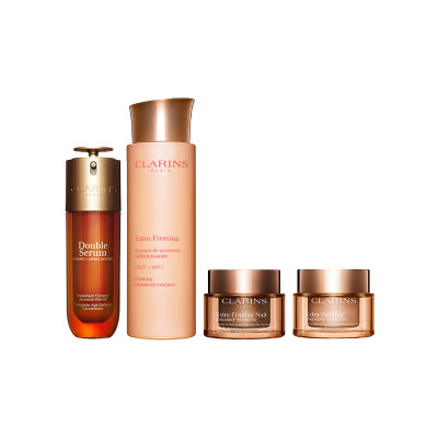 娇韵诗 双萃焕颜弹力4件组合 双萃精华100ml+精华水200ml+日霜50ml+晚霜50ml批次不同，外包装会有所变化，商品随机发货，请以到手实物为准。