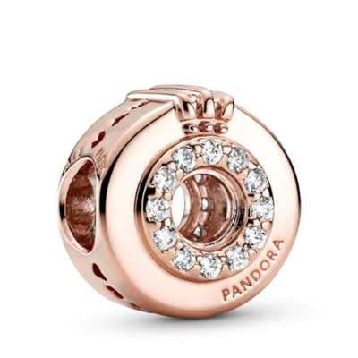 PANDORA 潘多拉中央镂空Pavé密镶王冠字母O串饰