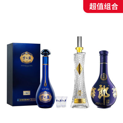 【国酒组合】53度青花郎酒 500ml*1+53度国窖1573 广州塔 600ml*1+52度洋河梦之蓝M6+ 500ML*1