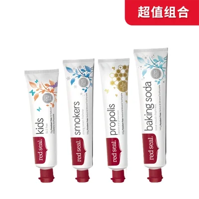 【超值组合】红印蜂胶牙膏 100g+小苏打牙膏160g+双重薄荷牙膏 100g+儿童牙膏 75g