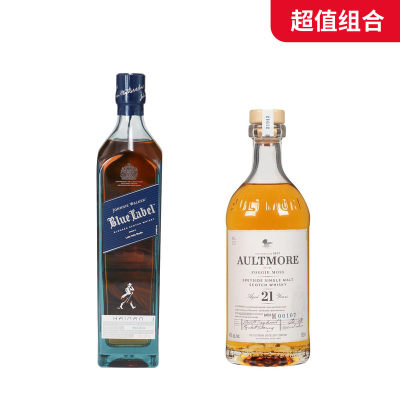【超值组合】尊尼获加蓝牌海南城市版苏格兰威士忌 40%vol 750ml*1 + 欧摩21年单一麦芽苏格兰威士忌46%vol 700ml*1