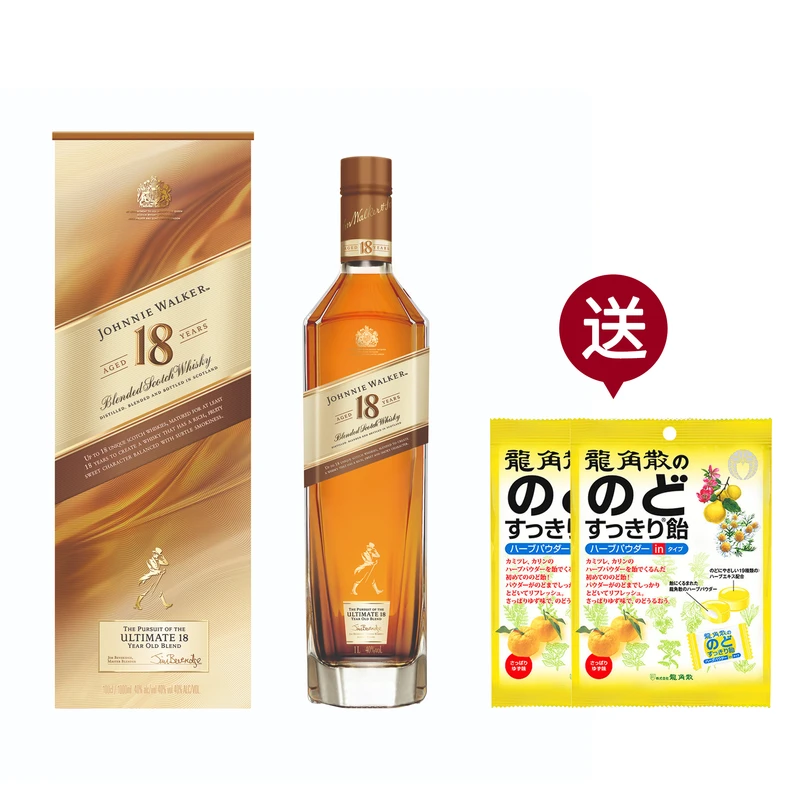 尊尼获加18年苏格兰威士忌公升装*1 赠ryukakusan龙角散草本润 夹心糖柚子味80g*2