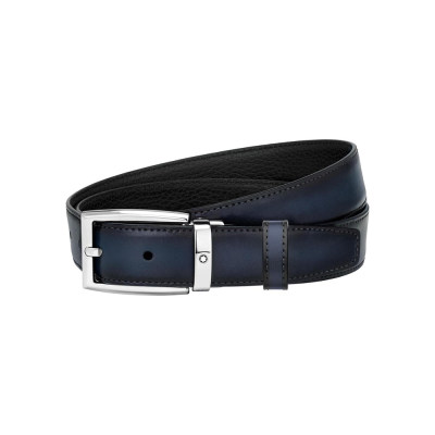 万宝龙 双面自由剪裁商务皮带 黑色、蓝色