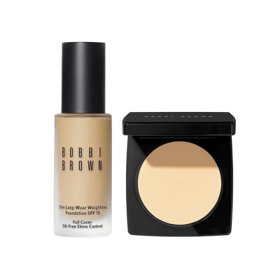 芭比波朗 无暇底妆组合（粉底液1 暖象牙白30ml+蜜粉饼01淡金10g）